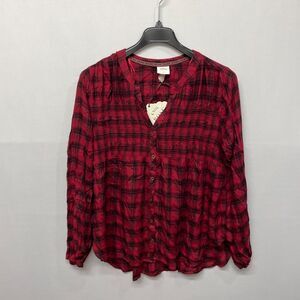 NWT Knox Rose Women Long Sleeve Blouse Top shirt Size XXL 2XL Plaid M245 -5